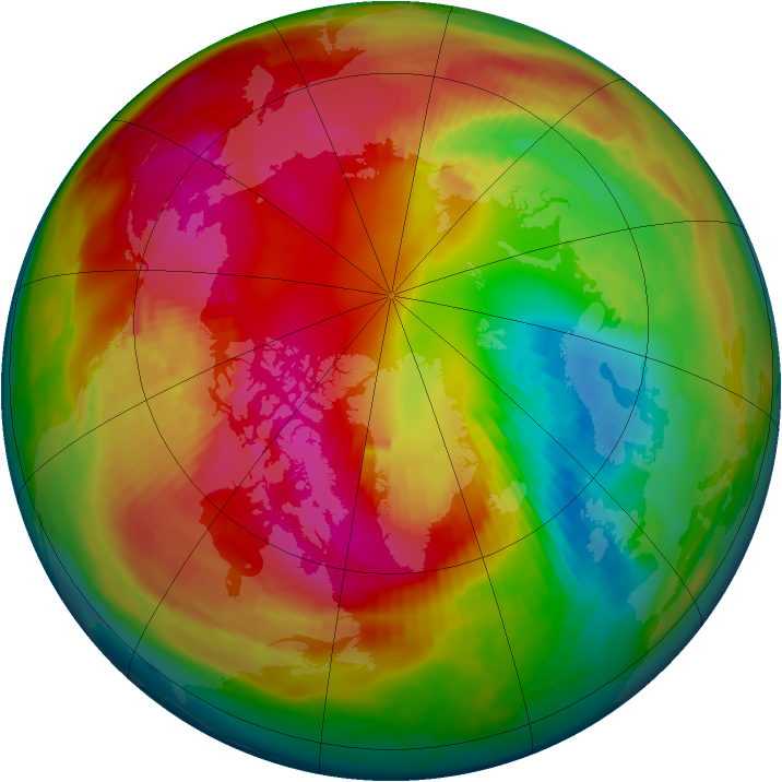 Arctic ozone map for 24 February 1980